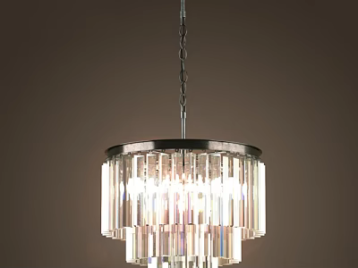 Modern Transparent Crystal Column Chandelier Hanging From Chain For Bright Interior Decoration 3d model