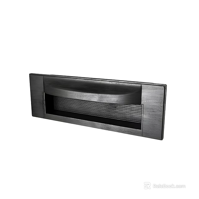 Modern Black Flush Mount Door Handle With Metal Texture And Mesh Detail 3d model 