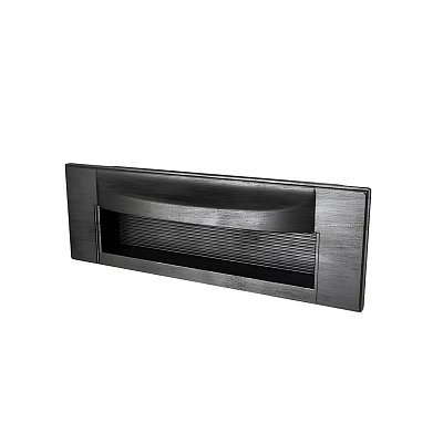 Modern Black Flush Mount Door Handle With Metal Texture And Mesh Detail 3d model
