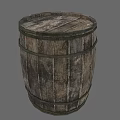 Rustic Wooden Barrel With Metal Hoops And Natural Wood Grain For Home Storage