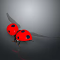 Red Ladybug With Black Spots And Spread Wings On Gray Gradient Background 3d model