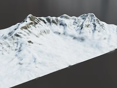 Garden Landscape Design With Detailed Snow Covered Mountain Model And Rocky Peaks 3d model