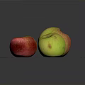 Ripe Red And Green Apples Neatly Arranged On Round Wooden Tray