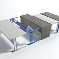 Modular Functional Desk With Blue Legs White Dark Tabletop And Mobile Design 3d model