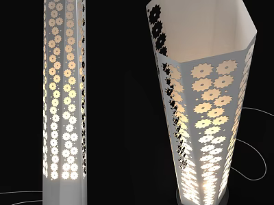 Decorative Floor Lamp With Laser Cut Flower Patterns And Warm Light Illumination For Home 3d model