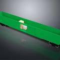 Green Train Car Model With Open Structure Wheels And Cargo Space
