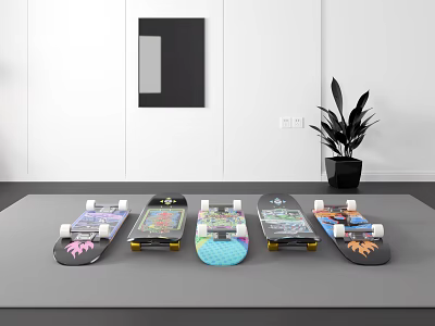 Modern Skateboard Home Decorative Skateboard 3d model
