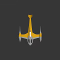 Yellow and Silver Passenger Jet with Sleek Aerodynamic Design Twin Engines and Red Top Accent