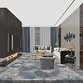 Hotel Guest Room Modern Interior With Living Area TV Fireplace Sofa And Coffee Table