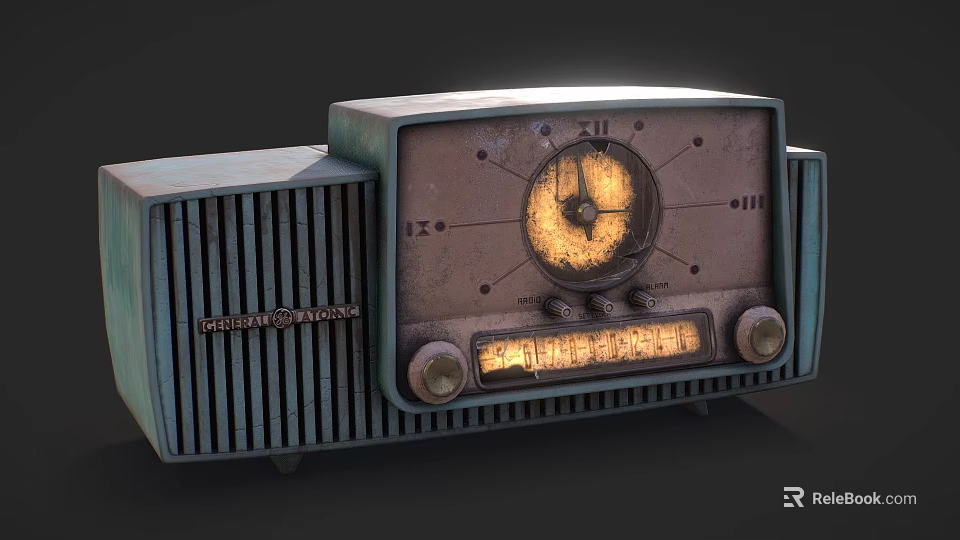 Vintage General Television With Retro Design Knobs Dial Glowing Screen And Classic Texture 3d model 