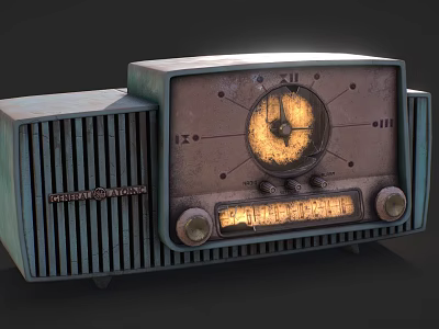 Vintage General Television With Retro Design Knobs Dial Glowing Screen And Classic Texture 3d model