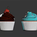 Colorful Cupcakes With Various Frosting Colors And Toppings On Black Surface