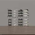 Multilayer Storage Shelving Units In Black And White With Wheels Various Styles