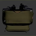 Olive Green Backpack With Brown Bottom Orange Label Zipper Pocket And Handle For Daily Use