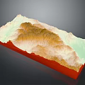 3D Topographic Landscape Featuring Mountain Ranges Green Lowlands And Red Base Terrain