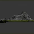 3D Terrain Model With Rocky Mountain Green Grass And White Surface Details