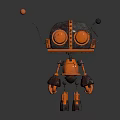 Smart Machine Robot with Purple Eyes Metallic Design Antenna and Orange Black Color Scheme
