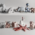 Plush Stuffed Animal Toys Collection With Rabbit Rhino Dog Pig Designs