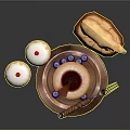 Delicious Jam Tart With Sugar Topped Cakes And Wooden Bear Decoration On Plate