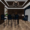 Cozy Wine Cellar With Wooden Racks Multiple Wine Bottles Chandelier Bar Stools And Leather Armchair