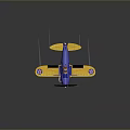 Vintage Blue and Yellow Model Airplane B24 With Star Emblem And Striped Tail