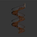 Architectural Design Of Elegant Wooden Spiral Staircase With Decorative Metal Railings