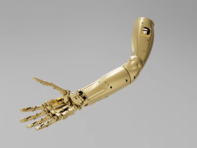 Gold Colored Industrial Mechanical Arm With Precision Components And Joint Structure 3d model