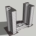 Modern Tall Building Architectural Model With Connected Exterior Design And Windows 3d model