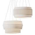 Modern Minimalist Pendant Lights With White Ribbed Fabric Circular Design 3d model