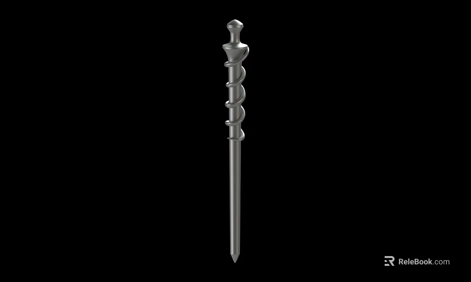Ancient Metal Weapon With Decorative Top Long Handle Spiral Decoration And Pointed Tip 3d model 