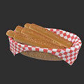 Fresh Long Sesame Seed Bread Sticks in Woven Basket with Red and White Checkered Cloth