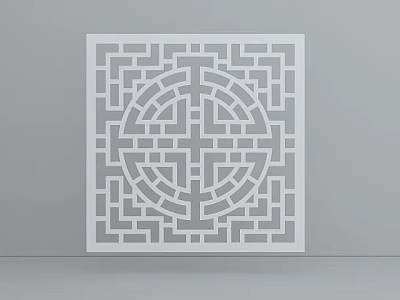 White Square Decorative Partition With Traditional Intricate Geometric Carved Design 3d model