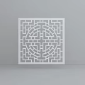 White Square Decorative Partition With Traditional Intricate Geometric Carved Design