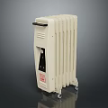 White Portable Electric Radiator With Wheels Black Control Panel And Red Label