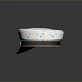Stylish White Hat With Colorful Polka Dots Black Brim And Gold Trim Badge