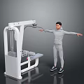 A Man In Gray Sportswear Using Fitness Machine With Arms Outstretched