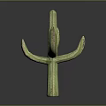 Green Branched Cactus Plant with Textured Stem and Natural Shape