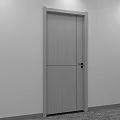 Light Gray Wooden Hinged Door With White Frame And Simple Wall Design 3d model
