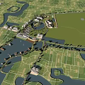 Aerial Planning of Green Spaces Farmland and Rivers with Building Layout Design