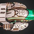 Sci Fi Device With Green Transparent Front And Metallic Mechanical Structure