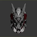 Mechanical Animal Skull Red And Gray Metallic Design Detailed Structure With Gears And Mechanical Parts