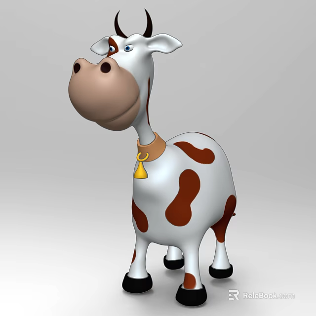 Cute Cartoon Reptile Lizard Character With Brown Spots And Yellow Collar Design 3d model 