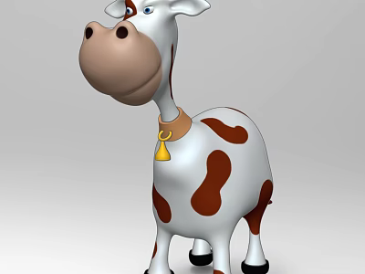 Cute Cartoon Reptile Lizard Character With Brown Spots And Yellow Collar Design 3d model