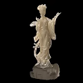 Traditional Elegant Female Statue Ornament Decor Set With Jade Like Ivory White Craftwork