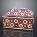 Decorative Storage Box With Geometric Pattern Red White Gold Design And Lock