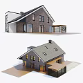Modern Industrial Workshop Exterior With Gray Brick Walls Black Roof Large Windows And Wooden Structure