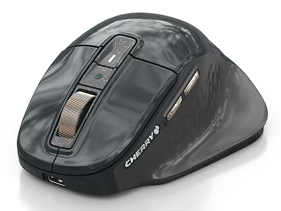 Cherry Black Wireless Computer Mouse Featuring Ergonomic Design And Side Buttons 3d model