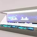 Commercial Display Equipment Featuring Blue Starry Sky Background White City Models And Underneath Screens