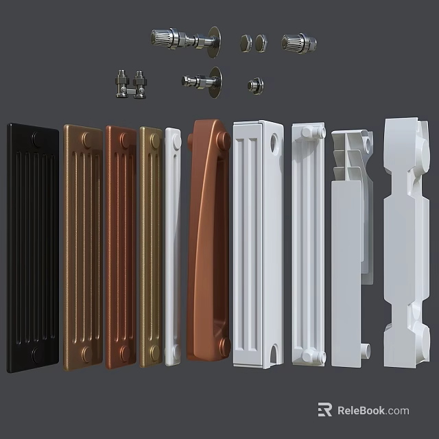Different Colored Hardware Tools Including Black Brown Gold White Handles and Mounting Accessories 3d model 