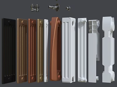 Different Colored Hardware Tools Including Black Brown Gold White Handles and Mounting Accessories 3d model